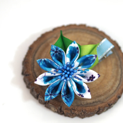 [鋁飾布裳兔]和風細工緞帶頭花系列-SE301-單花系列-天藍款 第4張的照片