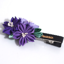 [鋁飾布裳兔]和風細工緞帶頭花系列-SE302-櫻花團簇-深紫款 第2張的照片