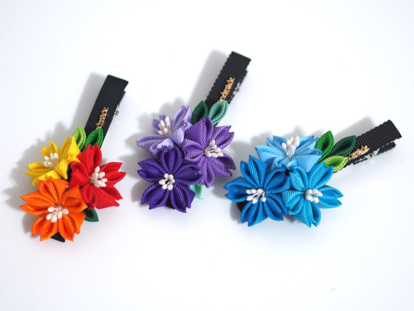 [鋁飾布裳兔]和風細工緞帶頭花系列-SE302-櫻花團簇-深紫款 第4張的照片