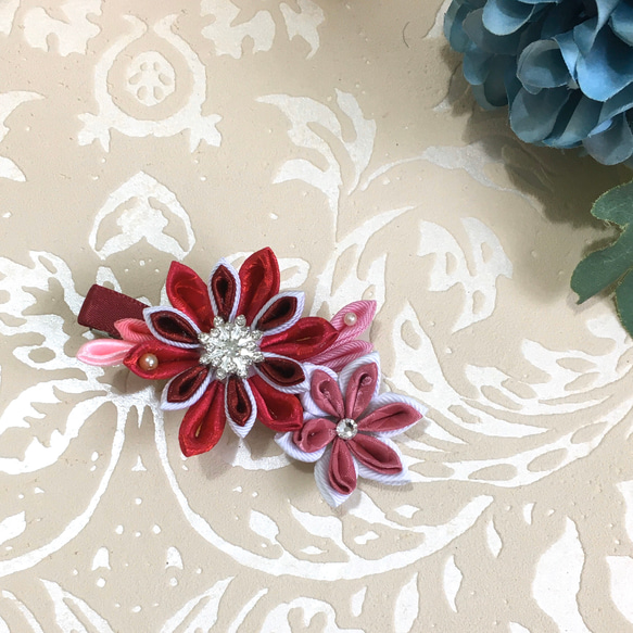 [アルミ布うさぎ]細工された花の髪飾りクリスマスボーナス 3枚目の画像