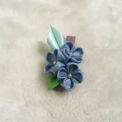 [鋁飾布裳兔]和風細工緞帶頭花系列-紫陽花 繡球花 純藍款 第3張的照片