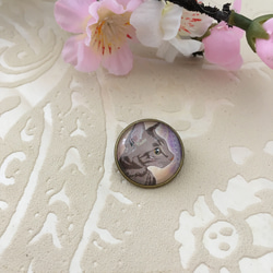 アルミ布布うさぎ2cmブロンズブローチアンチグレアピン猫プリンスグラスバブルタイムジェム 1枚目の画像