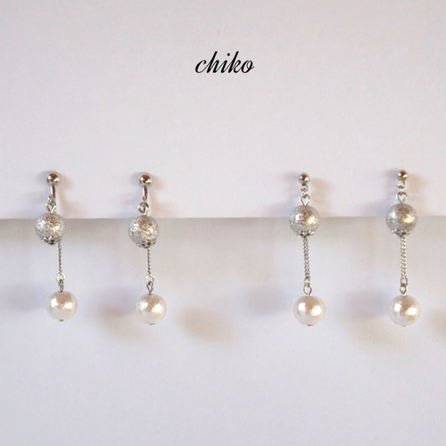 シルバーボールとコットンパールのピアス/シルバー イヤリング ピアス 