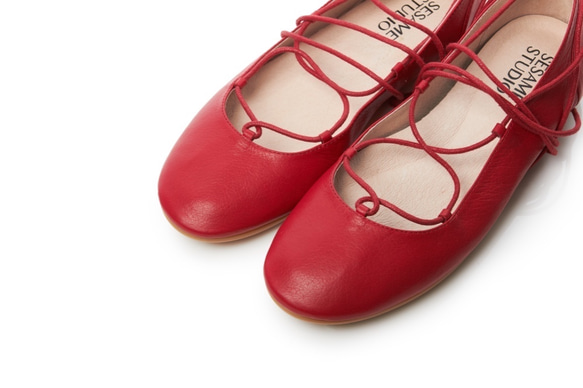 Dancing Woman- Leather Women Shoes-Chili Red 1枚目の画像
