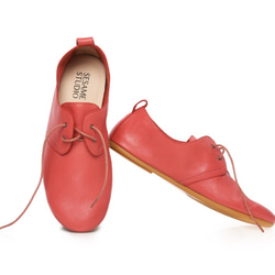 最愛德比鞋-真皮休閒女鞋-珊瑚紅 第2張的照片