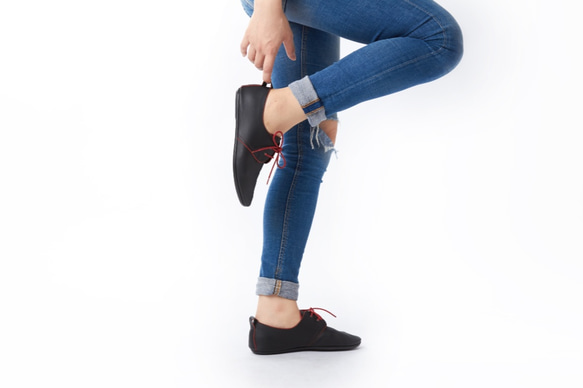 We Love Derby Leather Women Shoes-Blue n Red 4枚目の画像