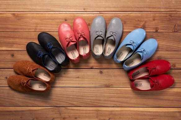 We Love Derby Leather Women Shoes-Blue n Red 5枚目の画像