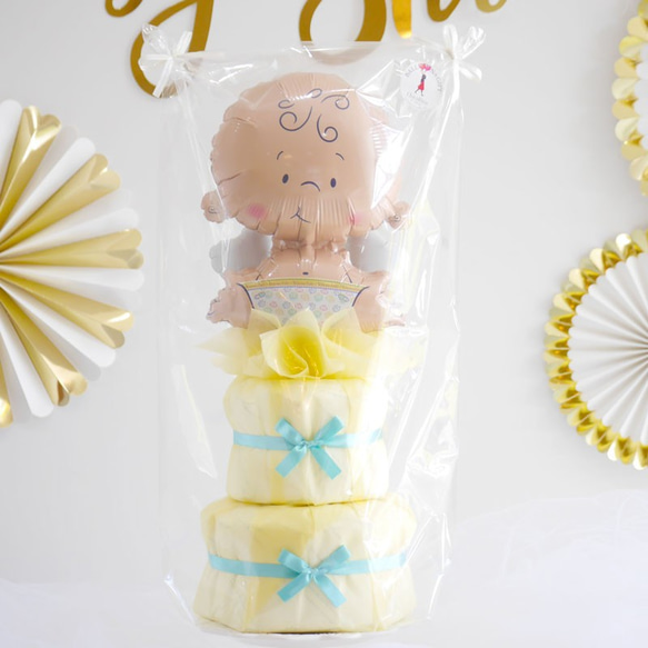 オムツケーキ 出産祝い おむつケーキ 女の子 赤ちゃん 男の子 ベビーシャワー 飾り ベビー 1枚目の画像