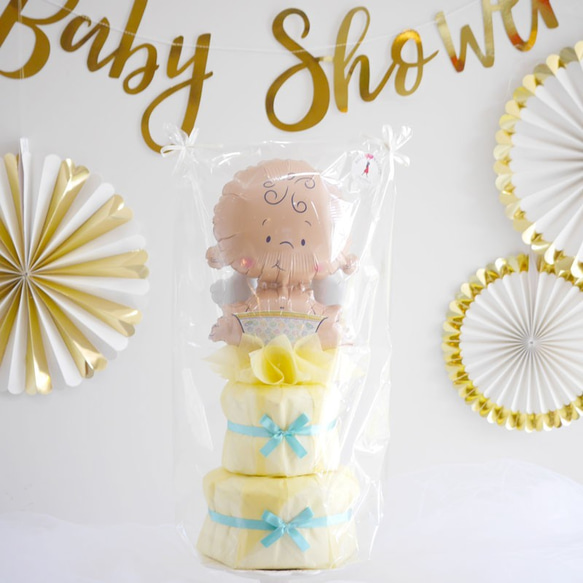 オムツケーキ 出産祝い おむつケーキ 女の子 赤ちゃん 男の子 ベビーシャワー 飾り ベビー 2枚目の画像