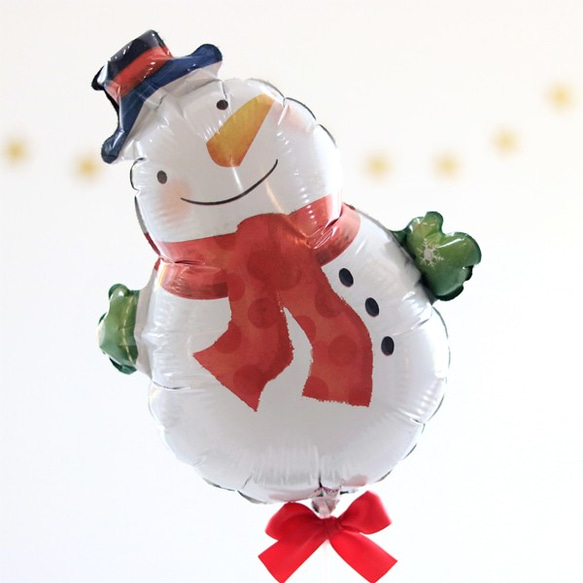 クリスマス フォトプロップス バルーン 6本セット サンタさん スノーマン 雪だるま プレゼント 星 リボン パーティー 6枚目の画像