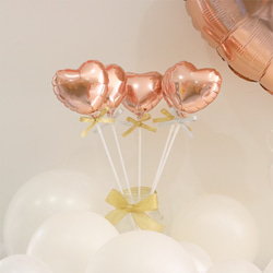 【送料無料】ローズゴールド バルーン 飾り付け セット ハート プロップス 浮く風船 パーティー ペーパーファン ピンク 4枚目の画像