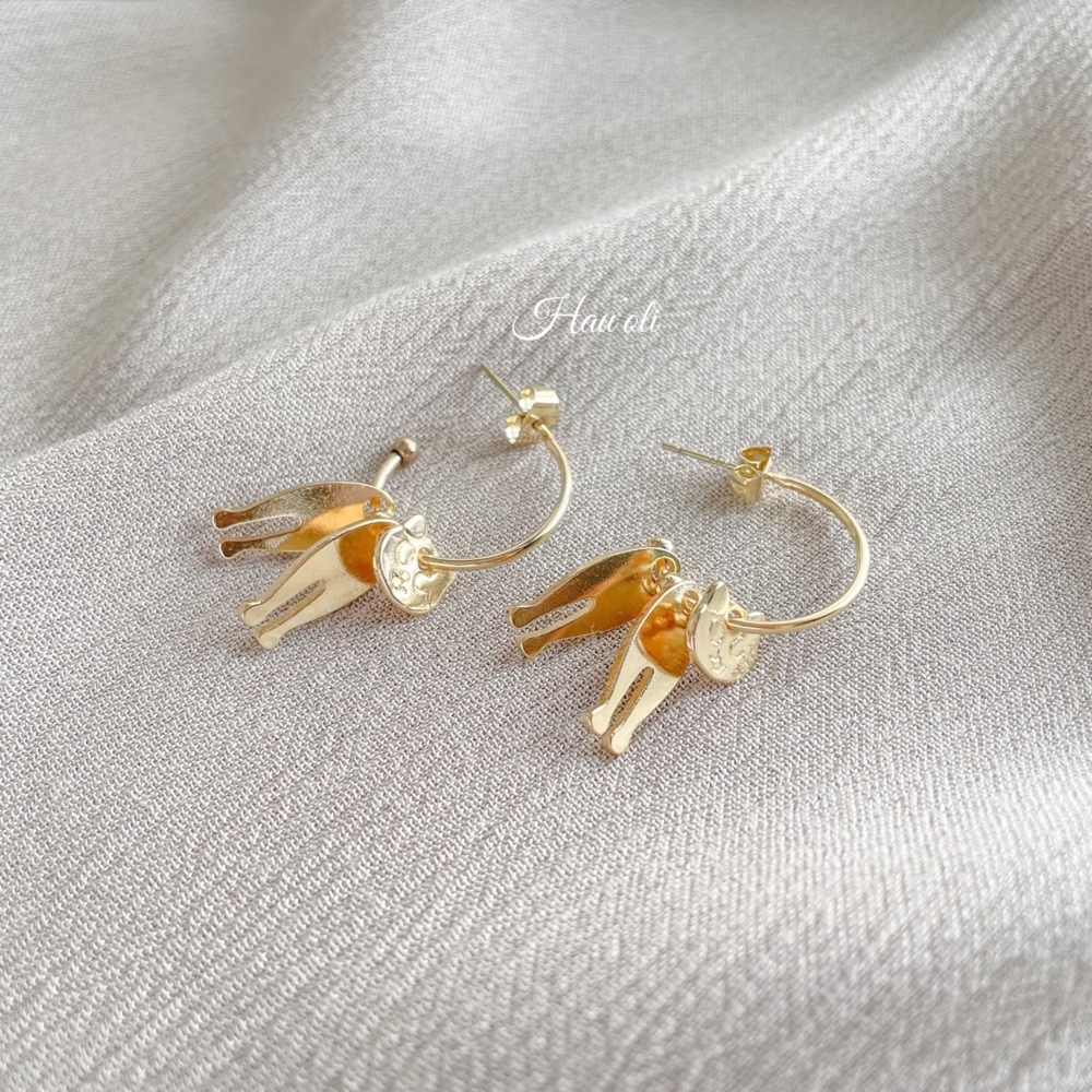 高品質 ゆらゆら 揺れる 猫 ピアス ピアス（フープ） Sabineko Amu