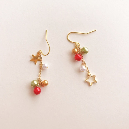 クリスマスカラー☆ピアス イヤリング ノンホールピアス ピアス