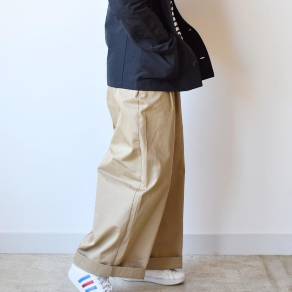 復古斜紋寬褲[SOPT090-2] 第2張的照片
