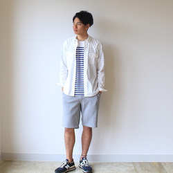 【メンズ】border short-sleeve shirts〔SOT15〕 2枚目の画像