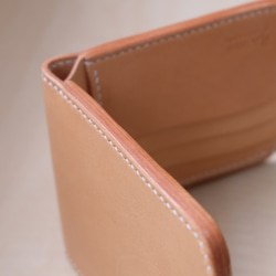 短い革のフォルダ/イタリアベジタブルなめしの革財布を縫います 6枚目の画像