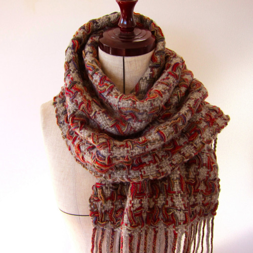 手織り ハックバック織 マフラー Handwoven AMASS0912 マフラー
