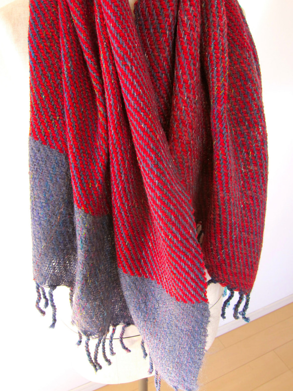 手織り ツイル マフラー Handwoven AMTS1315 4枚目の画像