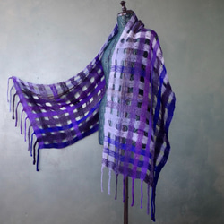 手工編織披肩 天空羽織 紫色漸層 手工編織 TSML1753 第1張的照片
