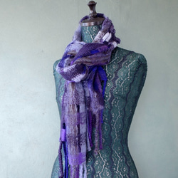 手工編織披肩 天空羽織 紫色漸層 手工編織 TSML1753 第2張的照片