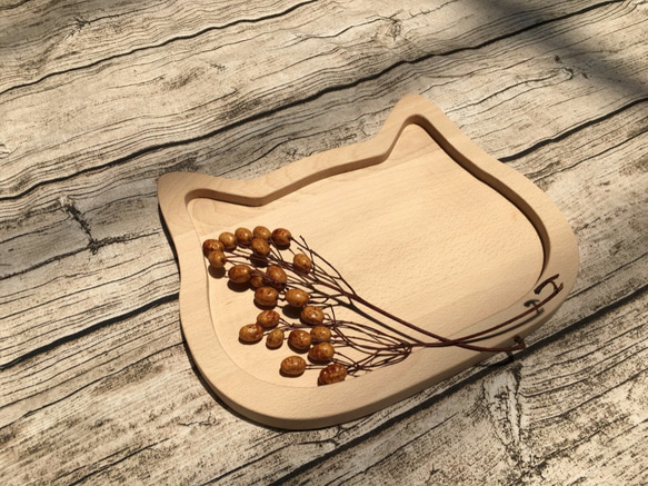 [木城工坊]原木木作可愛動物 餐盤/托盤/端盤/餐具 -貓咪款 第3張的照片