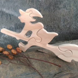 [木城工坊] 原木木製拼圖- 萬聖節女巫組 第2張的照片
