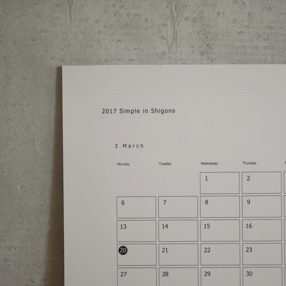 【始まり月ご指定可】Simple in Shigons A3 横型/Calendar 3枚目の画像