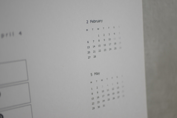 【始まり月ご指定可】Simple in Shigons A3 横型/Calendar 5枚目の画像