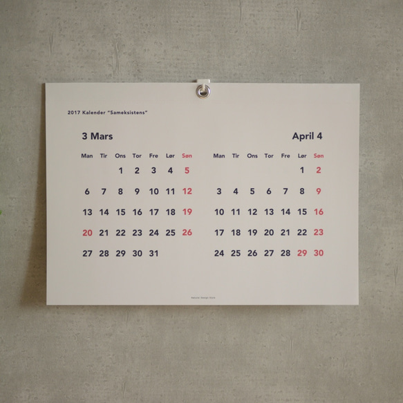 【始まり月ご指定可】Kalender “Sameksistens” A3/Norsk 2枚目の画像