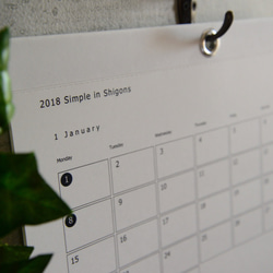2018 Simple in Shigons A4 横型/Calendar 4枚目の画像
