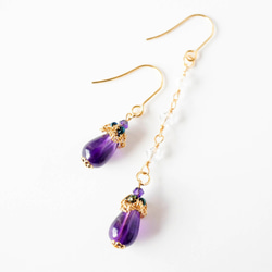 Asym.〕ヘタ紫なすのピアス＆イヤリング【紫紺】 ピアス（フック  