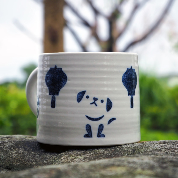 【旺財來福】-小山形杯-2018狗年限定款-420ml青花瓷 第3張的照片