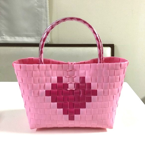 n様ご予約品】ピンク・ミニトート（ハート柄)～SSサイズ～ かごバッグ  