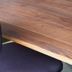 STYLISH TABLE「ブラックウォールナット」for family,business 一枚板の横剥ぎ天板/組立て式 2枚目の画像