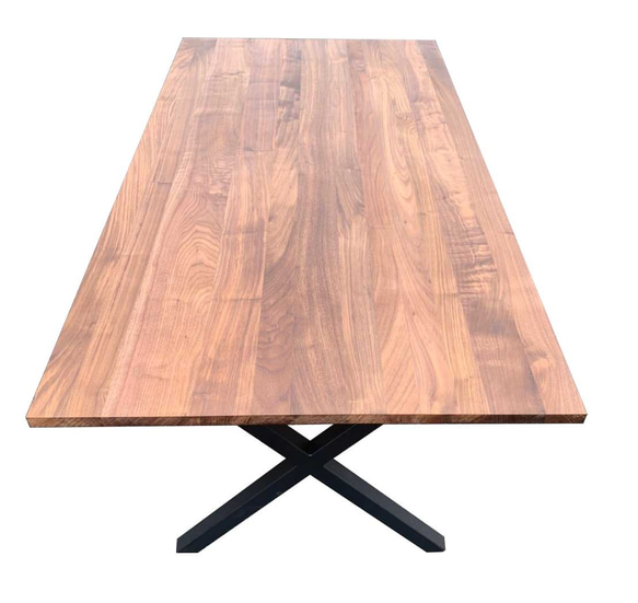 STYLISH TABLE「ブラックウォールナット」for family,business 一枚板の横剥ぎ天板/組立て式 5枚目の画像