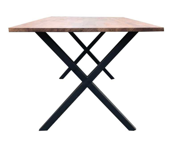 STYLISH TABLE「ブラックウォールナット」for family,business 一枚板の横剥ぎ天板/組立て式 7枚目の画像