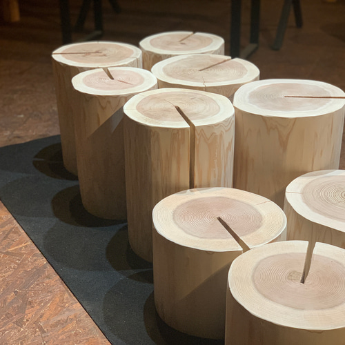 森の丸太シリーズ 杉/全面サンディングH25cm スツール ディスプレイ