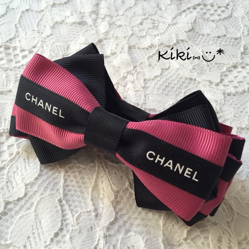 CHANEL×グログランリボン バイカラーバナナクリップ♡ピンク CHANEL×グログランリボン バイカラーバナナクリップ♡ピンク