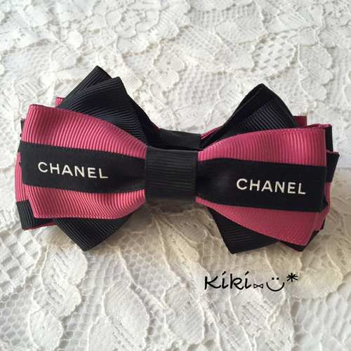 【大人可愛い♪】CHANEL リボン ヘアクリップ シャネルブランド風ヘアピンおしゃれレディースヘアアクセサリー