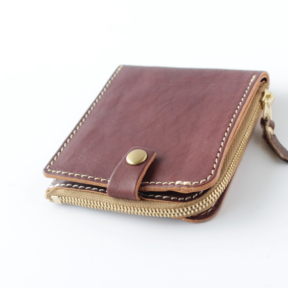 うす型2つ折りレザー財布/Color:Brown 2枚目の画像