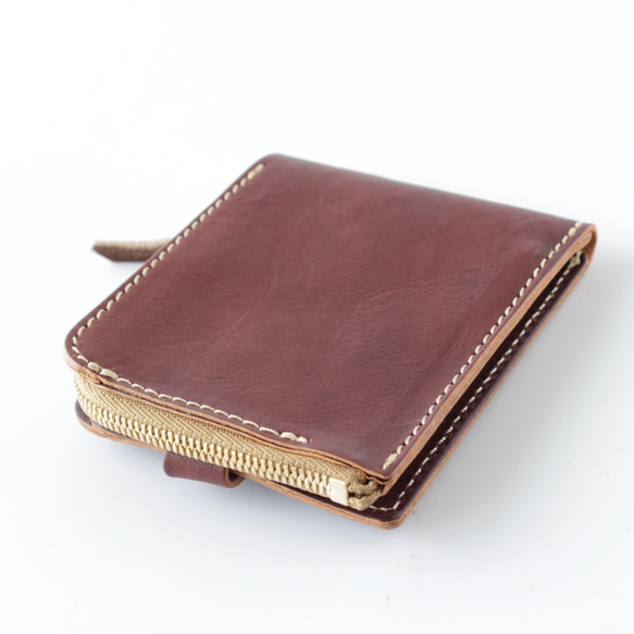 うす型2つ折りレザー財布/Color:Brown 3枚目の画像