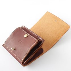 小さめ3つ折りレザー財布/Color:Brown 4枚目の画像