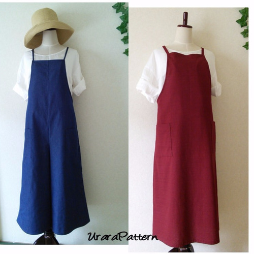 張り合せなし型紙】大人 サロペット＆ジャンパースカート M~5L 型紙