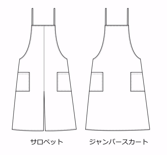 【張り合せなし型紙】大人 サロペット＆ジャンパースカート　M~5L 3枚目の画像