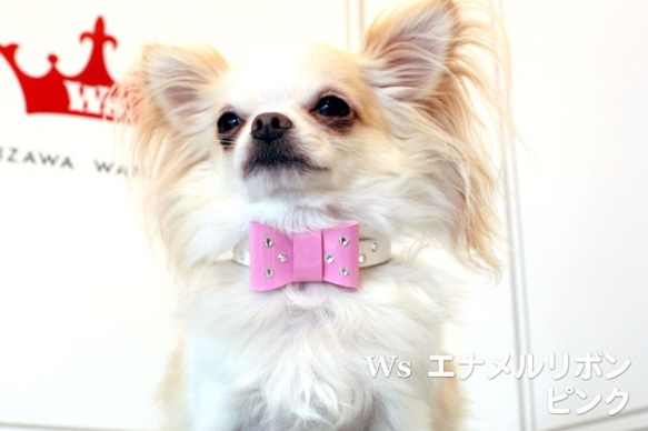 犬のポップリボンチャーム《エナメル ピンク》 1枚目の画像