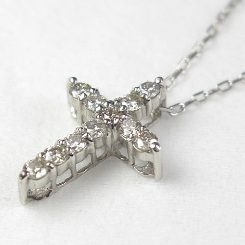 受注生産】クロス(十字架)ダイヤネックレス K18YG、K18PG 受注生産】クロス(十字架)ダイヤネックレス K18YG、K18PG