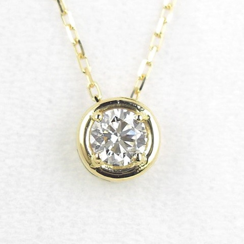 ネックレス１粒ダイヤモンド0.08ct　K18YG