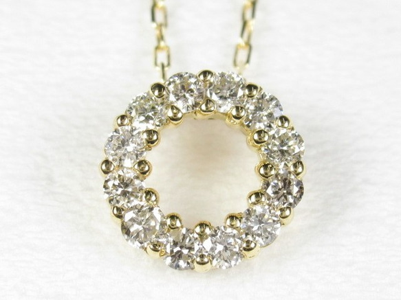 受注生産】ダイヤネックレス K18YG、K18PG、プラチナ 0.1ct 丸い