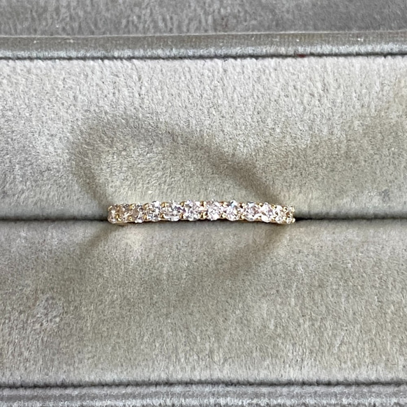 [定制] K18 鑽石戒指 0.3 克拉半永恆黃金 YG 第1張的照片