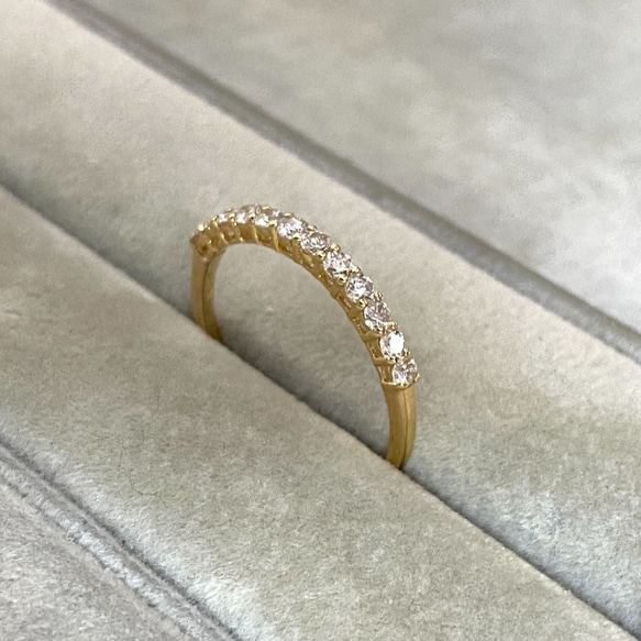 [定制] K18 鑽石戒指 0.3 克拉半永恆黃金 YG 第3張的照片
